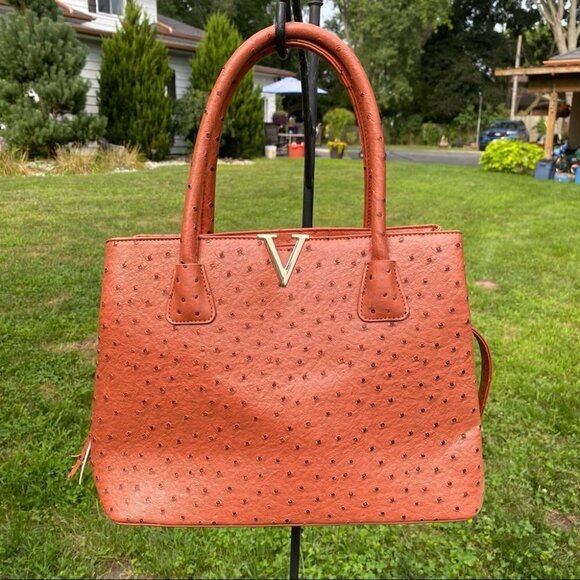 Grossi Burnt  Orange Textured Faux Leather Handbag - Picture 12 of 14